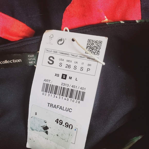 NWT Zara TRF Tropical One Shoulder Cut Out Tie Dress Size Small - Picture 3 of 5